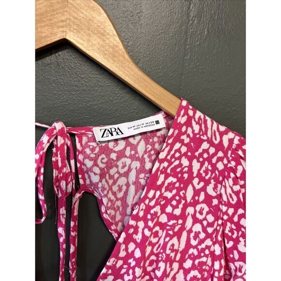 ZARA Basic Pink Floral Womens Dress Medium - Picture 2 of 4